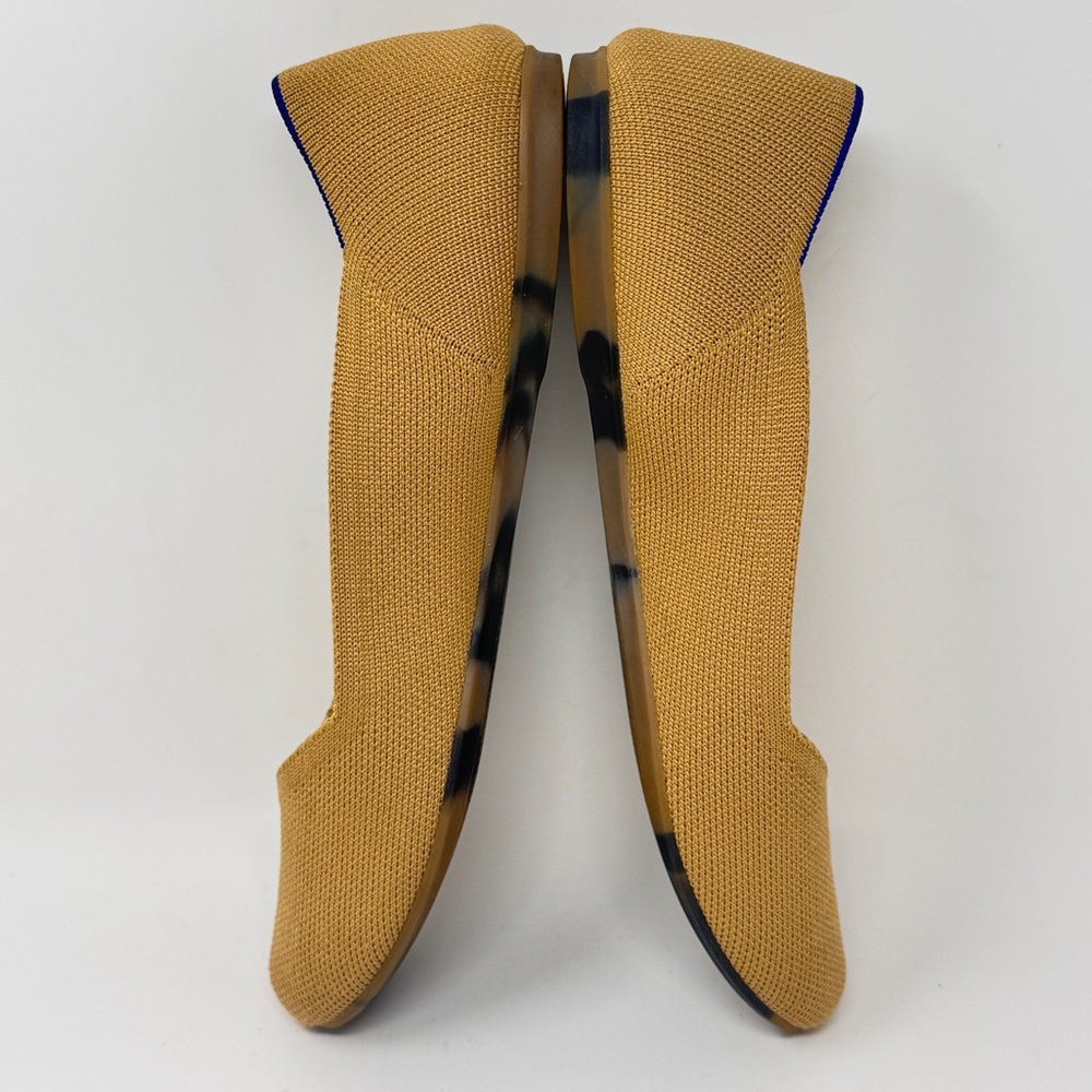 Rothy's Knit Flats in Mustard with Blue Heel Trim - Picture 6 of 11